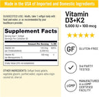 NatureWise Vitamin D3 5000IU + K2 (MK7) 100mcg with Organic Extra Virgin Coconut Oil - Supports Calcium Absorption, Bone & Immune Health - Non-GMO, Soy & Gluten-Free - 30 Softgels[30-Day Supply]