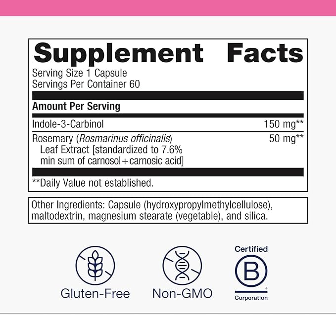 Metagenics Meta Indole-3-Carbinol Supplement - Supports Estrogen Hormone Balance, Antioxidant & Liver Health* - Non-GMO, Gluten-Free, Vegan - GMP Certified Facility - 60 Capsules