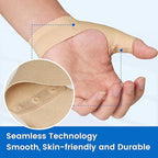 Velpeau Thumb Compression Sleeve for Tendonitis (Pack of 2), Seamless Technology, Gloves Wraps for Arthritis Pain Relief for Women & Men, Splint Liner, Fits Both Hands (Khaki, Short Version, S)