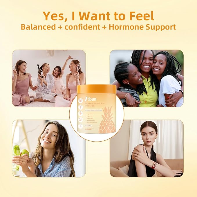 Pineapple Gummies for Women pH, Premium Feminine pH Balance Gummy, Vaginal Probiotics, Immune Support, Vegan, Gluten-Free, 60 Gummies 30 Servings