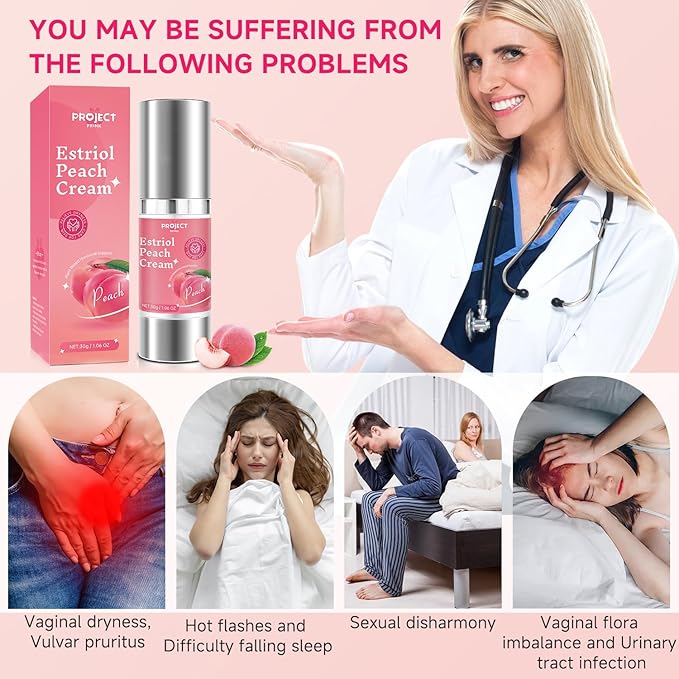 Silky Peach Cream for Women, Vaginal Estrogen Cream for Women Hormone Balance, Relief Menopause Vaginal Dryness & Vaginal Itching (1 fl.oz)