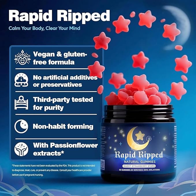 Radiya Natural Sleep Aid Gummies - Effective Melatonin 6 mg Fall Asleep Quickly and Gently in 30 Minutes - Sleep+ Gummies for Adults a Restful Night's Sleep - 60 Count (2pcs)