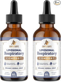 11-in-1 Liposomal Respiratory Relief Drops - Mullein Drops for Lungs with Elderberry, Licorice Root - Support Lung Cleanse and Mucus Relief - Suitable for Kids and Adults (2 Pack)