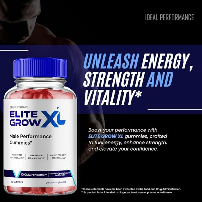 Elite Grow XL Gummies, EliteGrow XL Supplement for Men - Maximum Strength Performance All Natural Gummy to Support Stamina, Endurance and Energy, EliteGrowXL Gomitas Reviews (60 Gummies)
