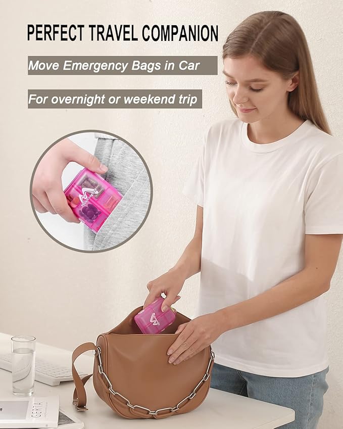 4PS Travel Pill Organizer with 164 Slice Labels，10 Compartments Travel Pill Box Portable Folding Small Pill Case Daily Pill Container Used for Carry Storage Medicine Organizer By M MUchengbao