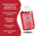 Health Plus Super Colon Cleanse Gummies Dietary Supplement, Gentle Overnight Relief from Occasional Constipation, Natural Senna Leaf Extract, Mixed Berry Flavor, 60 Count, 15 Day Cleanse