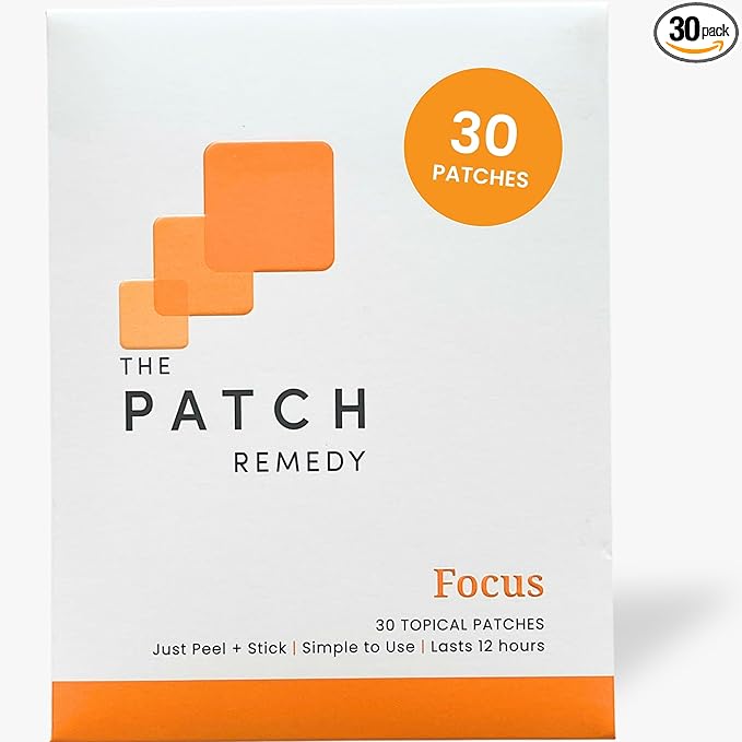 The Patch Remedy Focus Patch | Ginkgo Biloba, Acetyl-L-Carnitine, Bacopa, Magnesium L-Threonate, Green Tea | 30 Patches