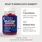 Atah Melatonin Gummies 10mg for Adults | Blueberry Flavor Sleep Support Gummies – Melatonin Supplements, Non-GMO, Gluten Free, Non-Habit Forming – 60 Gummies