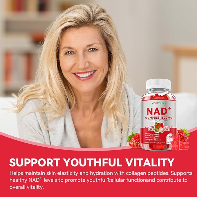 1500MG Core Collagen Supplements with N AD+ for Women & Men, Trans-Resveratrol, CoQ10, Nicotinamide Riboside Hydrogen Malate, for Healthy Aging & Antioxidant Support, 120 Gummies