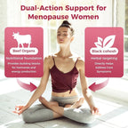 GREENPEOPLE Menopause Supplements for Women Gummies - 16-in-1 Dual Action Menopause Relief W/Black Cohosh, Vitex, Beef Organs for Hormone Balance, Hot Flashes, Night Sweats & Mood, Sugar-Free 60 CT