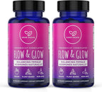 Flow and Glow Natural Hormone Balance for Women - PMS & Menopause Relief for Cramps, Mood Swings & Night Sweats with Donq Quai & Black Cohosh for Menopause - 60 Vegan Capsules (2 Pack)