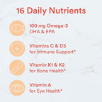 SmartyPants Kids Multivitamin Gummies: Omega 3 Fish Oil (EPA/DHA), Beta Carotene, Vitamin B12, B6, A, K & Zinc for Immune Support, Biotin, Grape, Cherry & Berry Flavors, 120 Count (30 Day Supply)