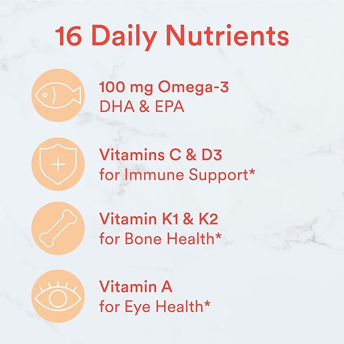 SmartyPants Kids Multivitamin Gummies: Omega 3 Fish Oil (EPA/DHA), Beta Carotene, Vitamin B12, B6, A, K & Zinc for Immune Support, Biotin, Grape, Cherry & Berry Flavors, 120 Count (30 Day Supply)