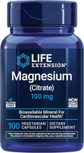 Life Extension Magnesium Citrate 100 mg Vegetarian Capsules, Blue, 100 Count