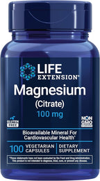 Life Extension Magnesium Citrate 100 mg Vegetarian Capsules, Blue, 100 Count