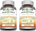 Amazing Formulas Ginseng Complex 1000mg of 4:1 Korean Ginseng Extract, Capsules Supplement | Non-GMO | Gluten Free | Made in USA (120 Count | 2 Pack)