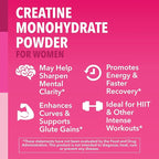 Creatine for Women - Formulated for Women - 3g Micronized Creatine Monohydrate Per Serving to Support Energy, Lean Muscle Mass, and Mental Clarity - Unflavored, Vegan, Non-GMO, 100 Servings