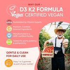 Vitamin D3 K2 Gummies 5000IU / 10,000 IU with 500mg Calcium + K2(MK-7) 200mcg, Magnesium, Vitamin C & Zinc, Extra Strength - Ultimate Absorbency for Bones, Muscles, Teeth, Vegan, 60 Count (Pack of 1)