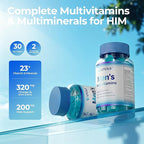 Mens Multivitamin Gummies for Men Daily - Zero Sugar Adult Gummy Vitamins with Saw Palmetto, Omega 3 DHA EPA, Probiotics 5B CFU, CoQ10, Turmeric Ginger for Prostate, Heart, Brain & Energy Support