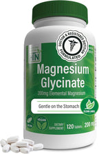 Magnesium Glycinate - Muscle, Nerves, Relaxation & Sleep Supplement | 200mg Elemental Magnesium Fully Reacted Chelated | Gentle on the Stomach | Non-GMO 120 Tablets | by Health Thru Nutrition