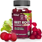 Sugar Free Vegan Beet Root Gummies for Blood Pressure, Beetroot Gummies with L-Citrulline and Hawthorn Extract, Peach Flavor Beet Chews for High Blood Pressure, 60 Count