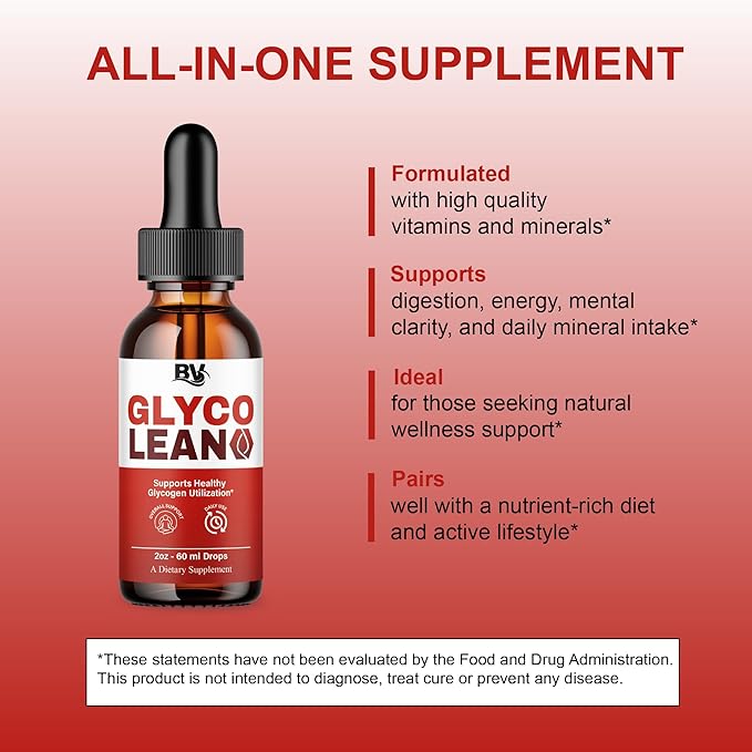 BLUE VIBE Glyco Lean Drops, Glyco Lean Liquid Drop Supplement Maximum Strength Overall Health & Wellness Support, GlycoLean Daily Health Support Liquid Formula Supplement (1 Pack - 2oz / 60ml)