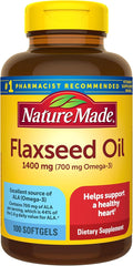 Nature Made Extra Strength Flaxseed Oil 1400 mg, Fish Free Omega 3 Supplement, Dietary Supplement for Heart Health Support, 100 Softgels, 100 Day Supply