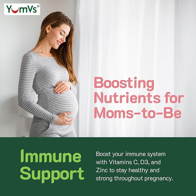 YumVs Prenatal Gummies for Women - Prenatal Vitamins for Women with Folic Acid, Iron & Choline - Vegetarian & Kosher Pregnancy Vitamins - Womens Prenatal Multivitamin with A C D3 E B6 B12 (60 Count)