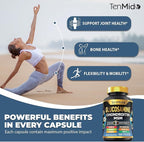 Glucosamine Chondroitin MSM Supplement - 12in1 Formula - Combine with Turmeric, Hyaluronic Acid, Boswellia, Omega-3, Bromelain, Ginger, and More - Joint Health Support - 150 Capsules