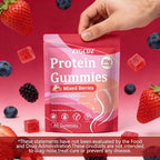 Protein Gummies for Women & Men, 20g Protein per Serving, Zero Sugar, Vegan, Supports Hair Skin Nails Health with Collagen, Energy Boosting Supplement, Mixed Berries Flavor, 60 Gummies (1) (1)