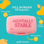 Cute, Large Pill Organizer for Vitamins & Supplements - Big, Silicone, Pink, Mentally Stable