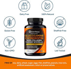 Doctor's Recipes Glucosamine Chondroitin MSM Turmeric Quercetin, with Black Pepper for High Absorption, No Shellfish, 90 Tablets