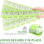 2-Pack Large Waterproof 7-Day Pill Organizer - Extra Large AM/PM Pill Boxes for Vitamins, Fish Oils & Supplements, Portable Daily Medication Dispenser