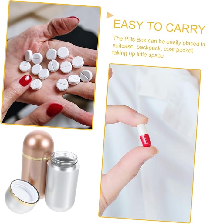Cabilock 10ml Mini Pill Bottle Portable Medicine Organizer Travel Pill Case Sealed Capsule Powder Storage for Home Office and Travel
