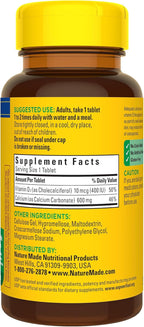 Nature Made Calcium 600 mg with Vitamin D3, Dietary Supplement for Bone Support, Calcium Supplement for Bone Health, 60 Tablets