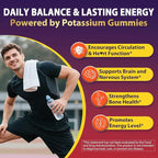 Potassium Citrate and Potassium Gluconate Supplement, 1200mg Two Forms of Potassium Gummies, w/Magnesium, Omega-3, Calcium, Vitamin D3 K2 B12 E B6, Folate for Mṵṣḉḷḙ, Nerves, Health Bones, 60Cts