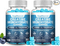 2 Pack 8000MG Creatine HMB Monohydrate Gummies for Men & Women,L-Carnitine, L-Taurine & Vitamin B6 12, 180 Blueberry Flavor Counts Supplement Gummies (60-Day Supply)