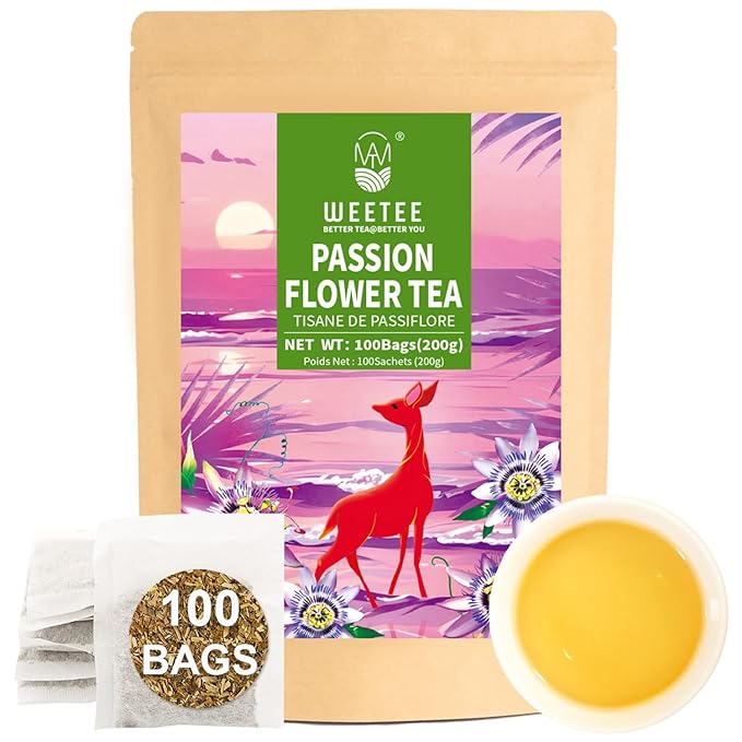 WT WEETEE Passionflower Tea Bags 100 Count | Caffeine-Free Herbal Tea | Rich Herbal Flavor & Smooth Taste | Te De Pasiflora