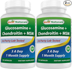 Best Naturals, Glucosamine Chondroitin MSM Supplements, 2600 mg per Serving, 90 Capsules (90 Count (Pack of 2))