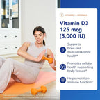 Pure Encapsulations Vitamin D3 125 mcg (5,000 IU) - Supplement to Support Bone, Joint, Breast, Heart, Colon, and Immune Health* - with Vitamin D - 60 Capsules