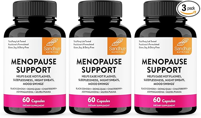 Complete Menopause Support Supplement For Women | With Ashwagandha, Black Cohosh, Dong Quai & Muira Puama | Helps Easing Hot Flashes Night Sweats Mood Swings Hormone Balance & Harmony | 180 Capsules