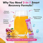 Electrolyte Collagen Powder Packets, 10g Collagen Protein Drink Mix for Hydration Recovery, Zero Sugar 2-in-1 Post Workout Rehydration, Joint Skin Muscle Support, 5 Vitamins, Tropical Fruit
