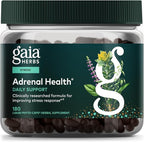 Gaia Herbs Adrenal Health Daily Support - Herbal Supplement with Ashwagandha, Holy Basil & Schisandra - Help Maintain Healthy Energy & Stress Levels* - 180 Vegan Liquid Phyto-Caps (90 Servings)