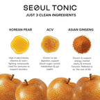 Seoul Tonic Patented "Post Party" Korean Pear and Apple Cider Vinegar Natural Tonic with Ginseng Patented Formula for Easier Morning with Potassium DHM 100ML Pack of 12