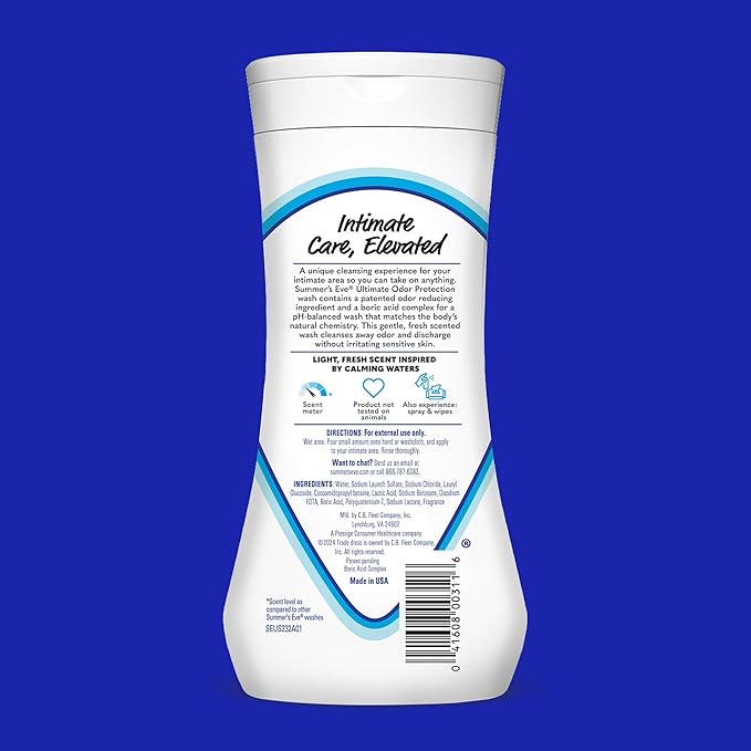Summer's Eve Ultimate Odor Protection Daily Feminine Wash,pH-Balanced Formula Body Wash for Women with Boric Acid Helps Control Vaginal Odor,15 Fl Oz,(Pack of 2)