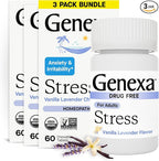 Genexa Stress for Adults | Anxiety Relief & Fatigue Remedy | Soothing Natural Vanilla & Lavender Flavor | Gluten Free & Non-GMO | Homeopathic Remedy Made Clean | 180 Chewable Tablets (3 Pack)