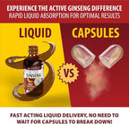 Active Ginseng Korean Red Panax Ginseng with Natural Ginsenosides - All-Natural Advanced Liquid Solution for 2X Absorption - Supports Healthy Energy, Vitality, Mood and More