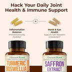 Boswellia Turmeric Curcumin Supplement + Pure Saffron Supplements for Women & Men Bundle – Supports Joint Health, Mood & Calm, Eye Health – with Ginger Root, Organic Turmeric Powder, Saffron Extract