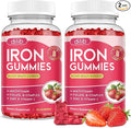 2 Pack Iron Gummies with Multivitamin, Iron Supplement for Women & Men with Zinc, Vitamin B Complex & C, B12, Folate - Blood Builder & Energy Support for Adults & Kids - Strawberry Flavor, Vegan 120ct