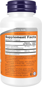 NOW Supplements, NAC (N-Acetyl Cysteine) 600 mg with Selenium, 100 Capsules